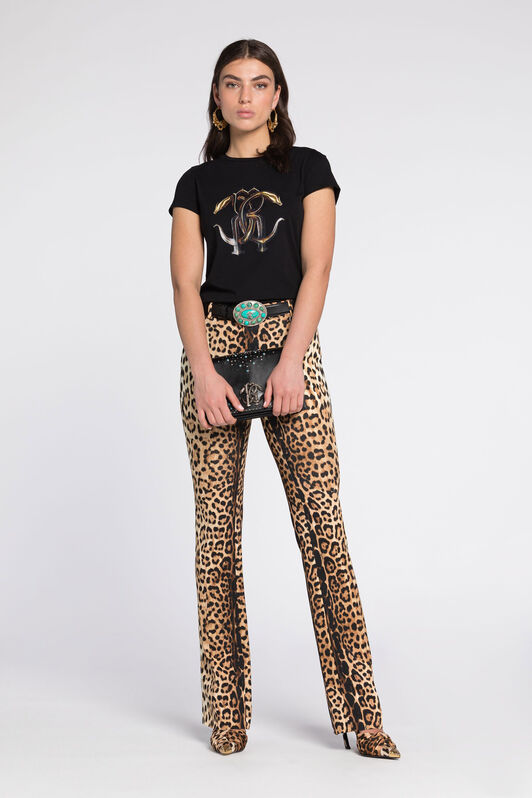 RC Mirror Snake-Print Cotton T-Shirt Black/Gold RKT60D-JD061