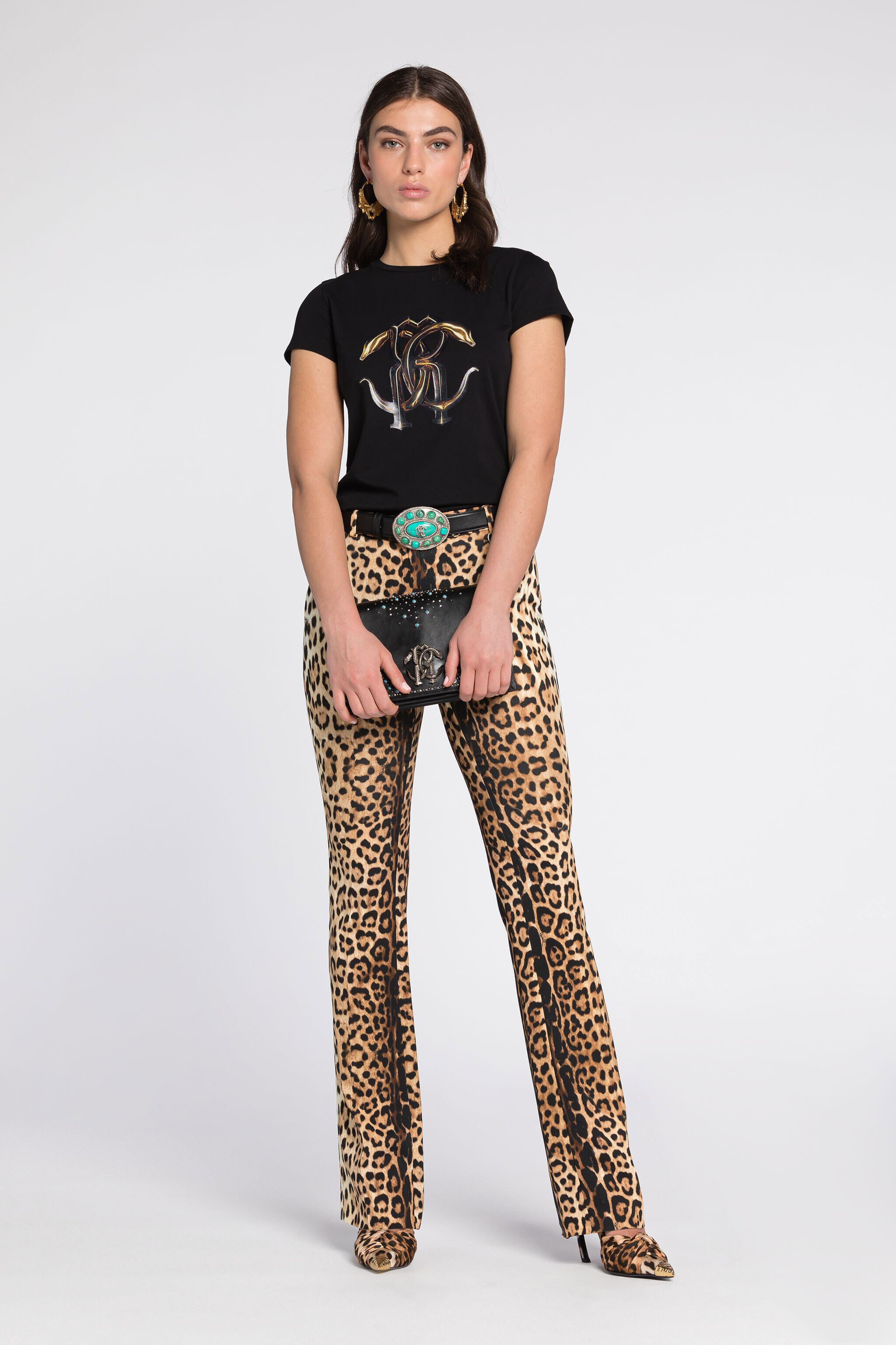 RC Mirror Snake-Print Cotton T-Shirt Black/Gold RKT60D-JD061