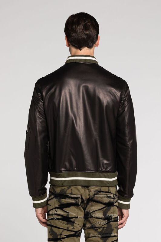 RC Mirror Snake Leather Bomber Jacket Black RRP812-PFF01