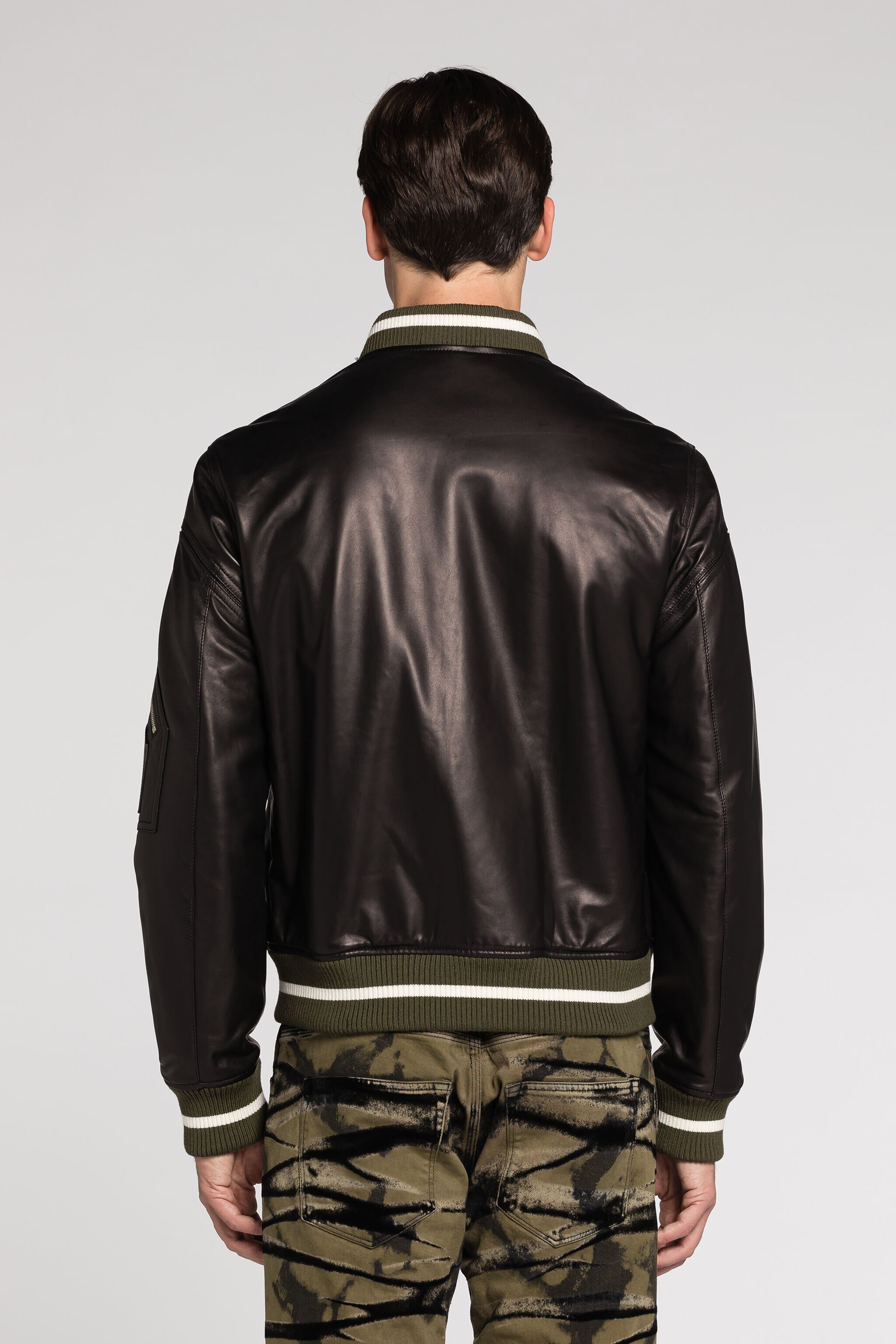 RC Mirror Snake Leather Bomber Jacket Black RRP812-PFF01