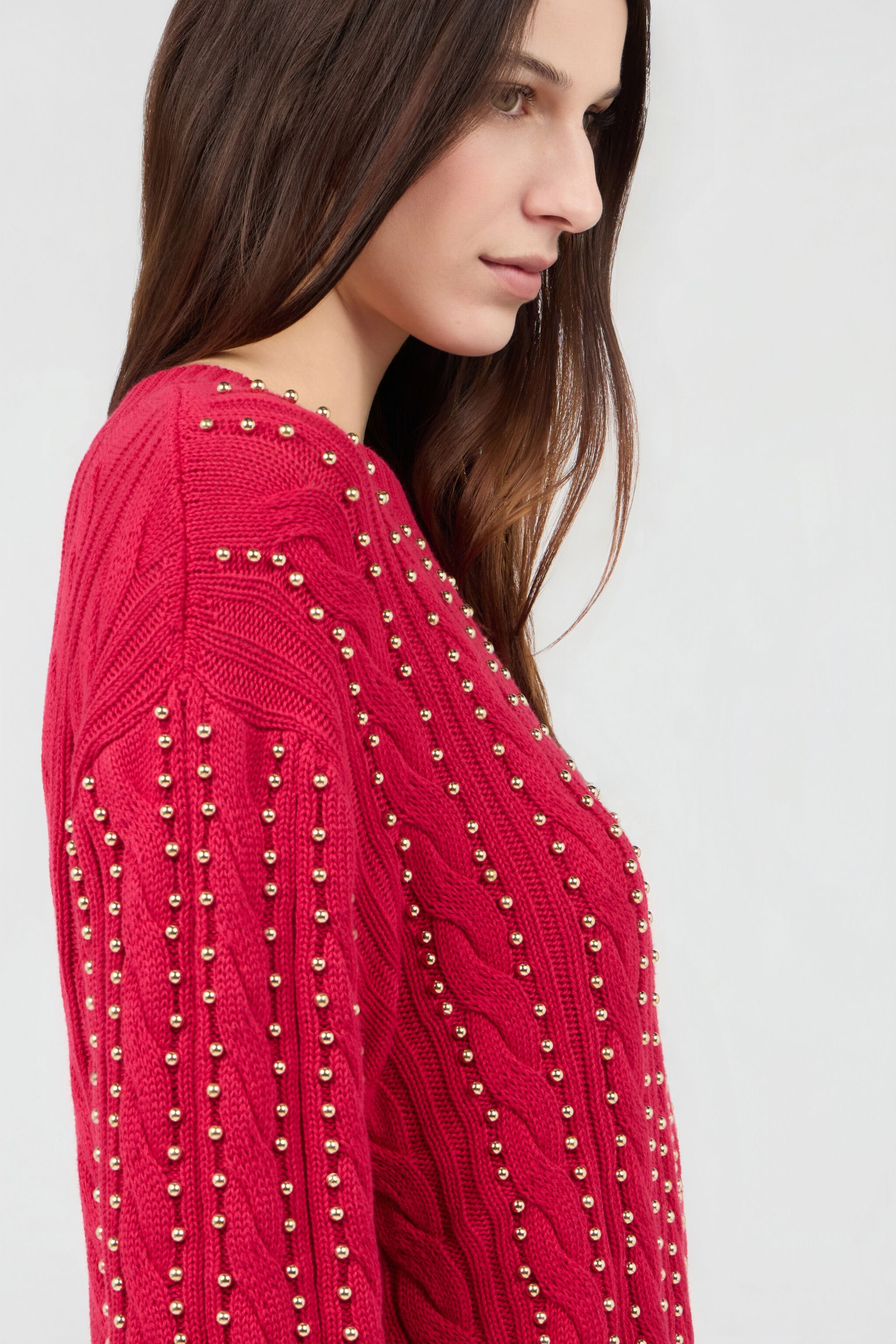 RC Pull Rouge Clouté À Torsades CHERRY SOM60D-MG008