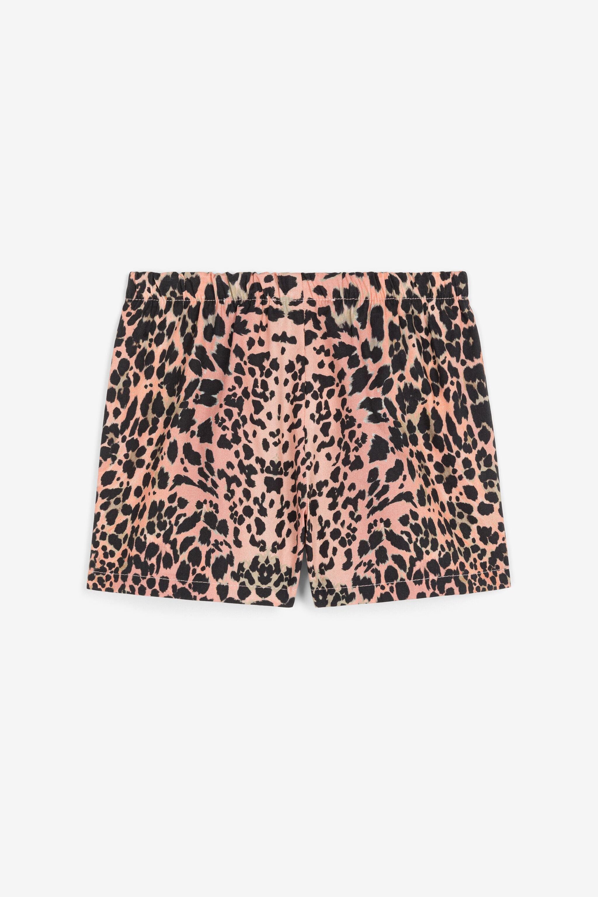 JU Logo-Embroidered Leopard-Print Shorts Pink OJT217-CO002