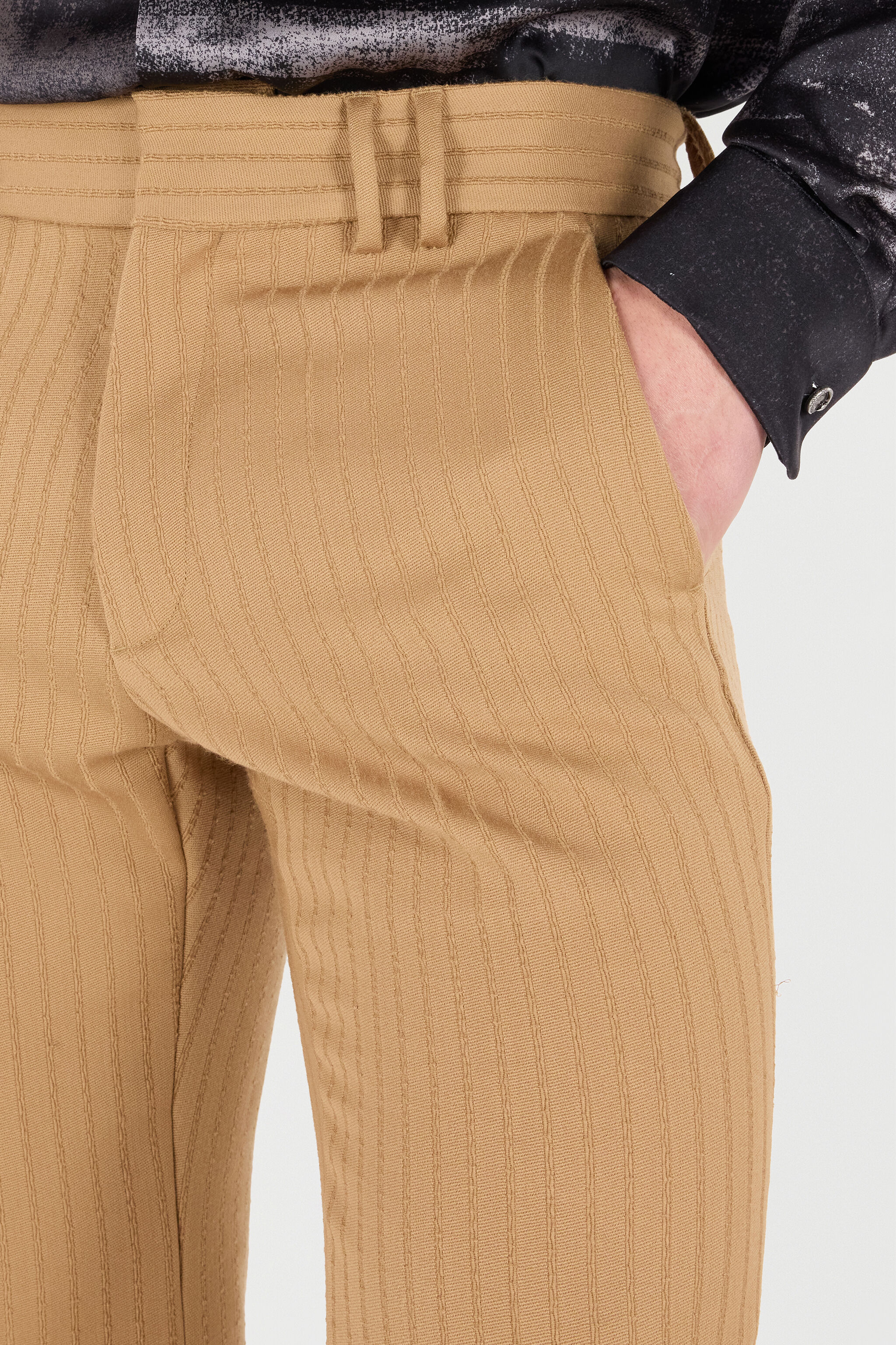 RC Striped Virgin Wool Pants Light Brown VRT226-GE003