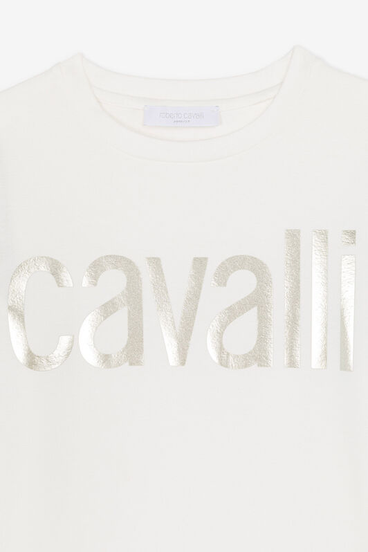 JU Metallic Logo-Print Dress MILKY WHITE OJT125-ISA2J