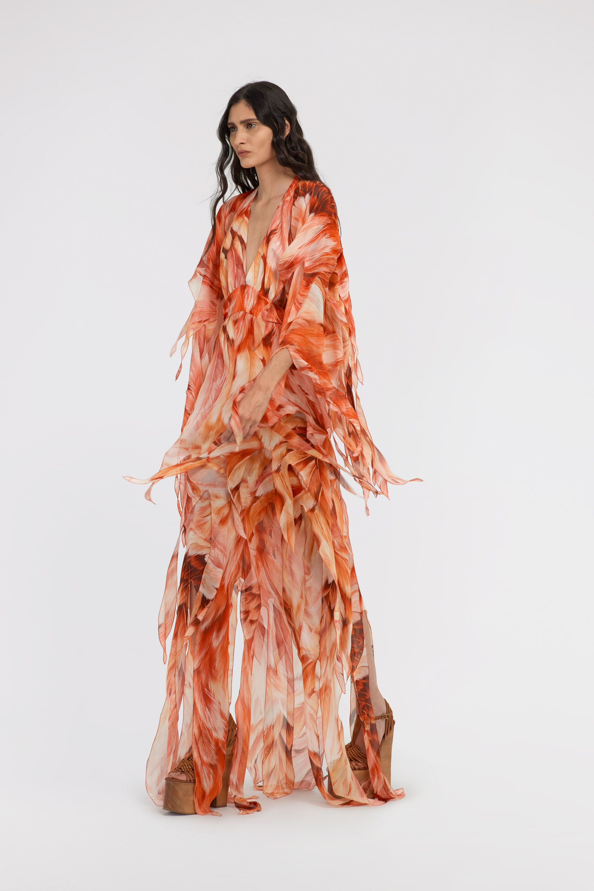 RC Plumage print Kaftan Orange SWT109-CTL71