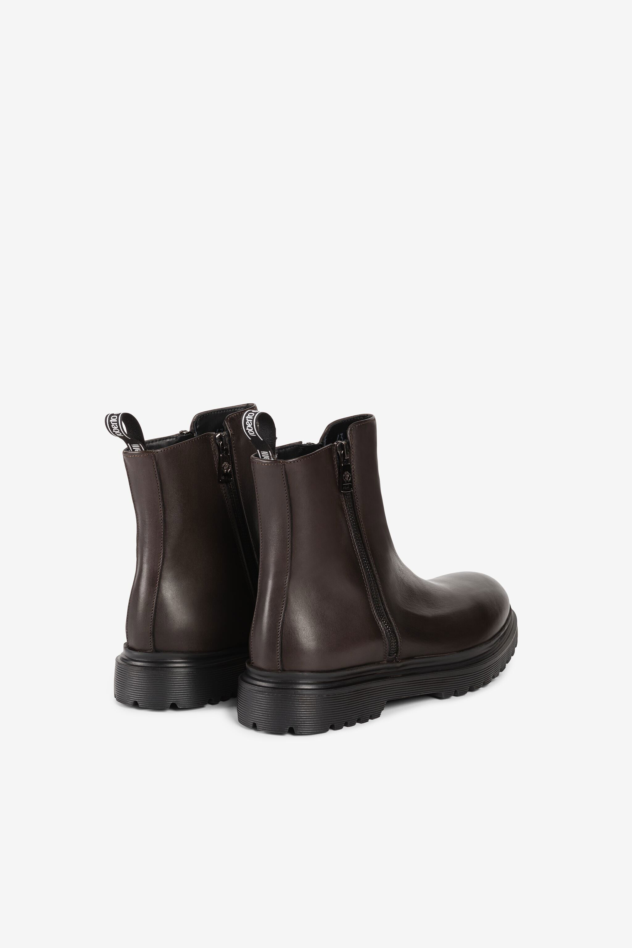 RC Botas de cuero con cremallera Marrón oscuro JSS00S-PZ085