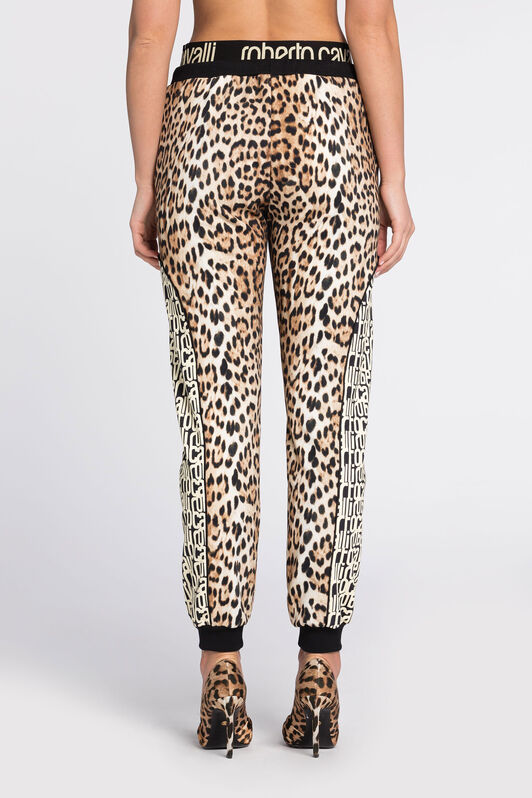 RC Leopard And Logo-Print Cotton Track Pants Light Brown RKT20A-2OH26