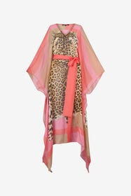 RC Seidenkaftan mit Cavalli Pop-Print CORAL RED WQW011-HNR33