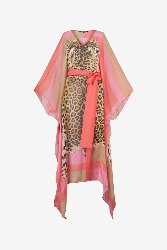 RC Cavalli Pop Print Silk Kaftan CORAL RED WQW011-HNR33