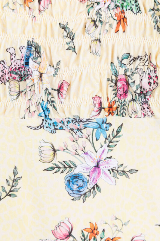 JU Badeanzug mit Jaguar und Blumen-Print Gelb QJW001-HVF61