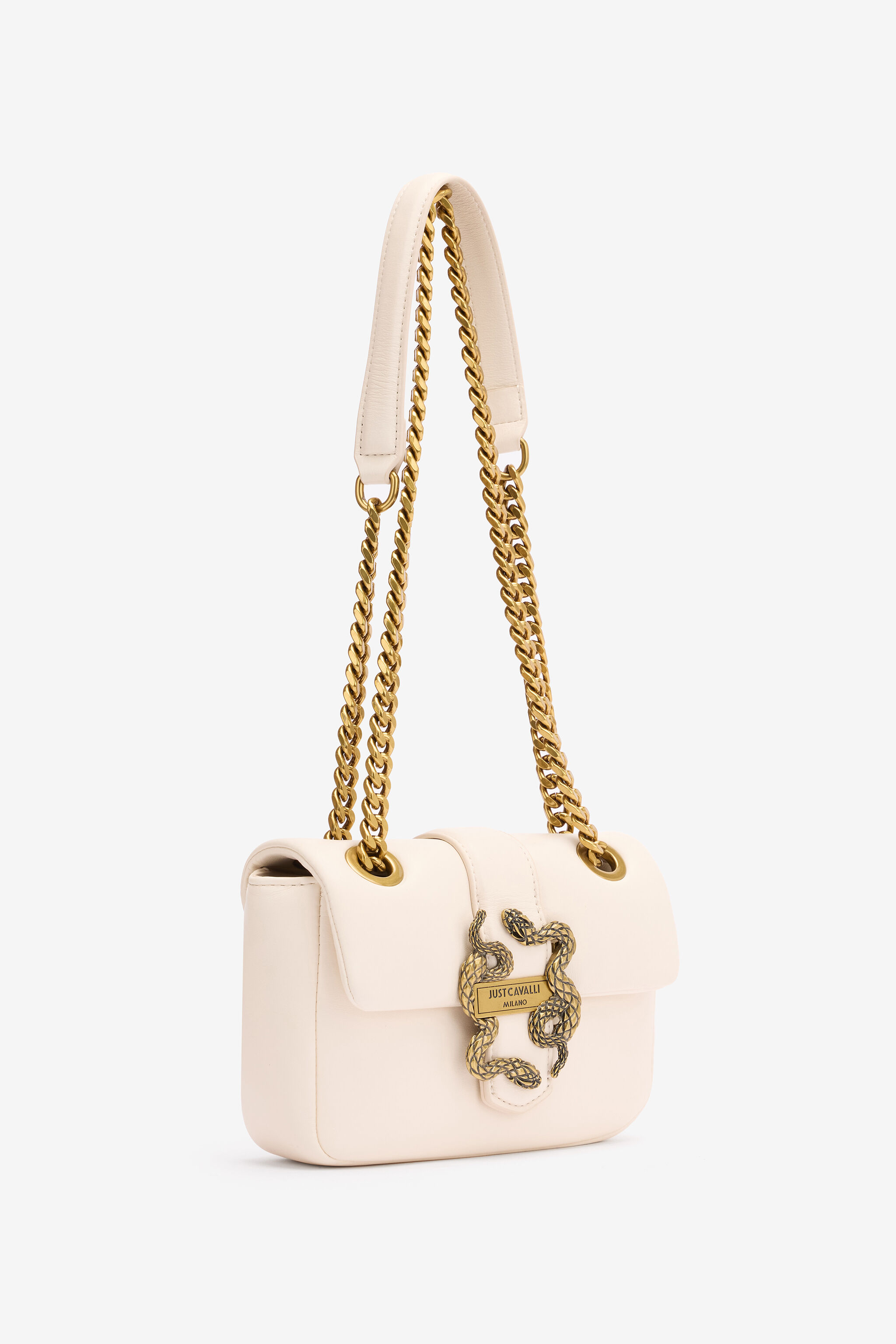 JC Bag with Chain Handle and Mirror Snake Ivory TFB052-TF417