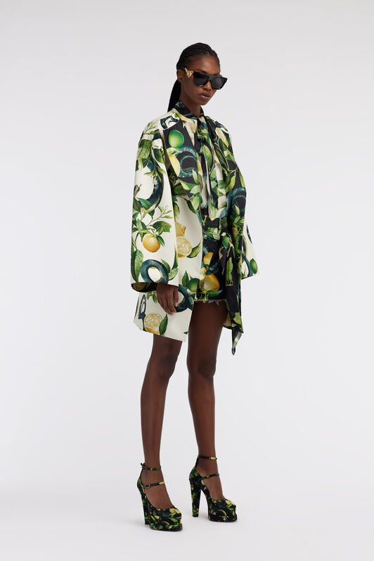 RC Lemon print belted coat Ivory SKT502-SWI89