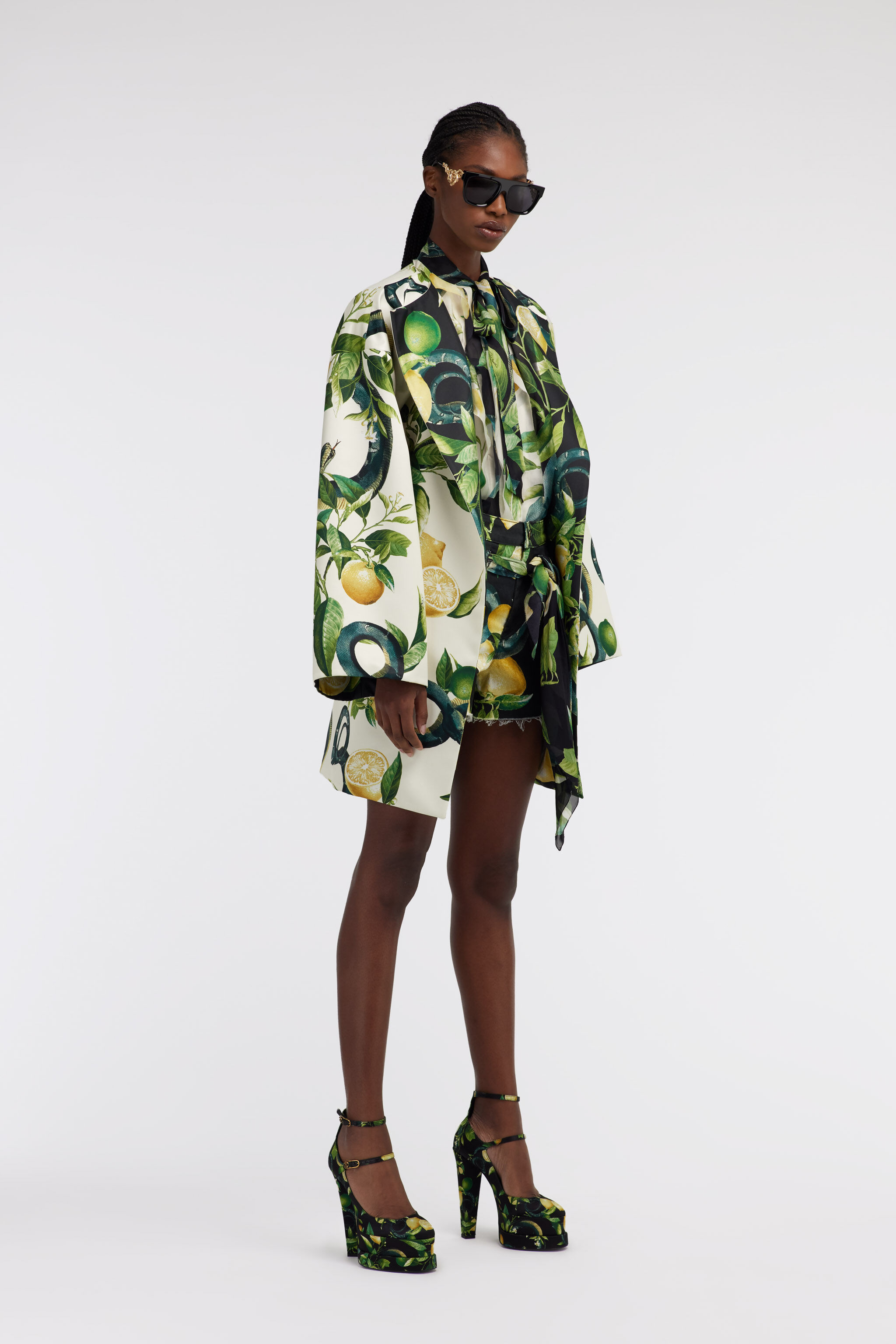 RC Lemon print belted coat Ivory SKT502-SWI89
