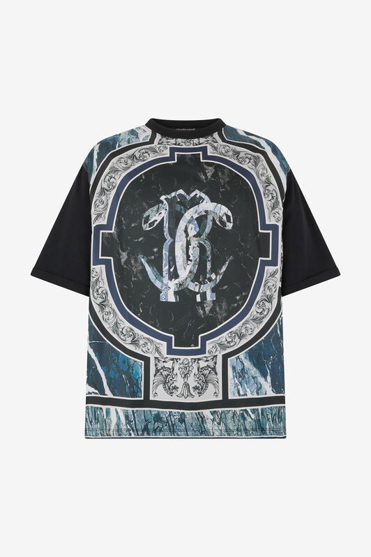 RC T-Shirt Mit Print Marble Und Verzierungen Dunkelblau URT62A-4QN85