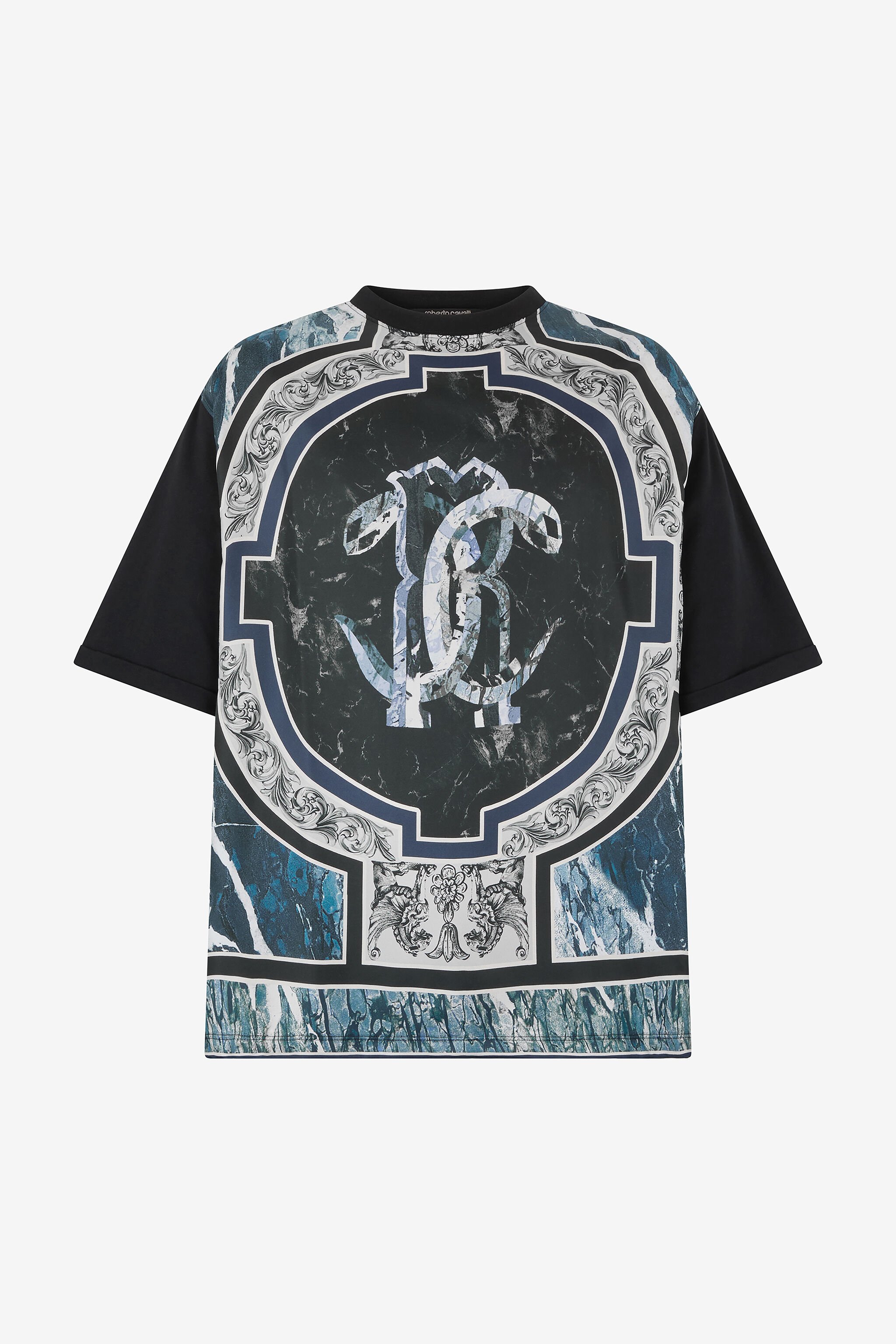 RC T-Shirt Mit Print Marble Und Verzierungen Dunkelblau URT62A-4QN85
