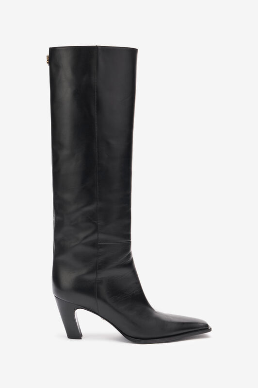 RC Leather Boots With Mirror Snake Monogram Black TKS011-PZ590