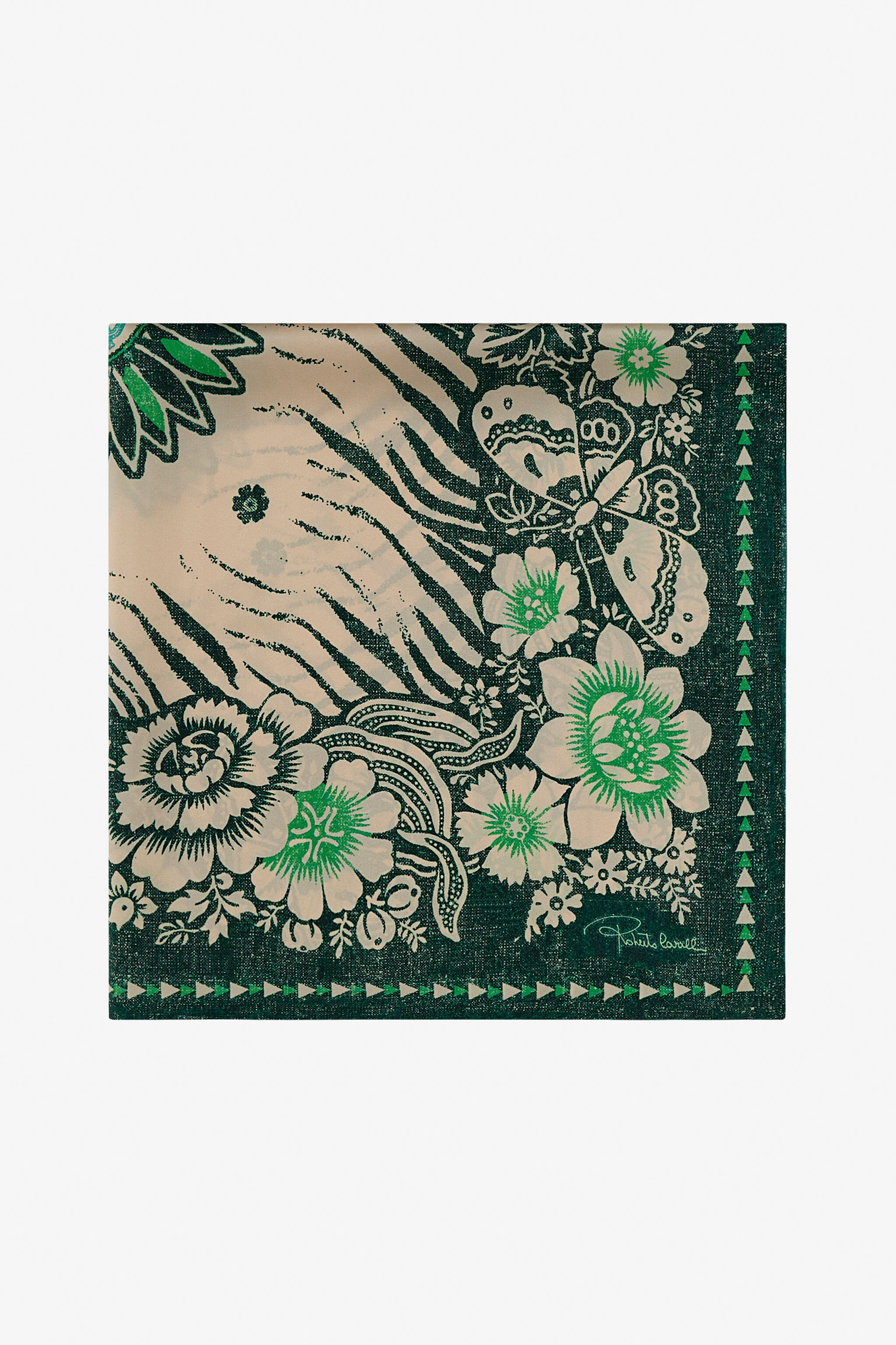 RC Scarf with Zebra Pattern and Mirror Snake Monogram Green TALR54-IR071