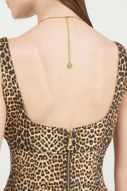 RC Flared Dress with Bbay Jaguar Print and Frayed Edges RC Flared Dress with Bbay Jaguar Print and Frayed Edges BROWN WQJ106-DAR31