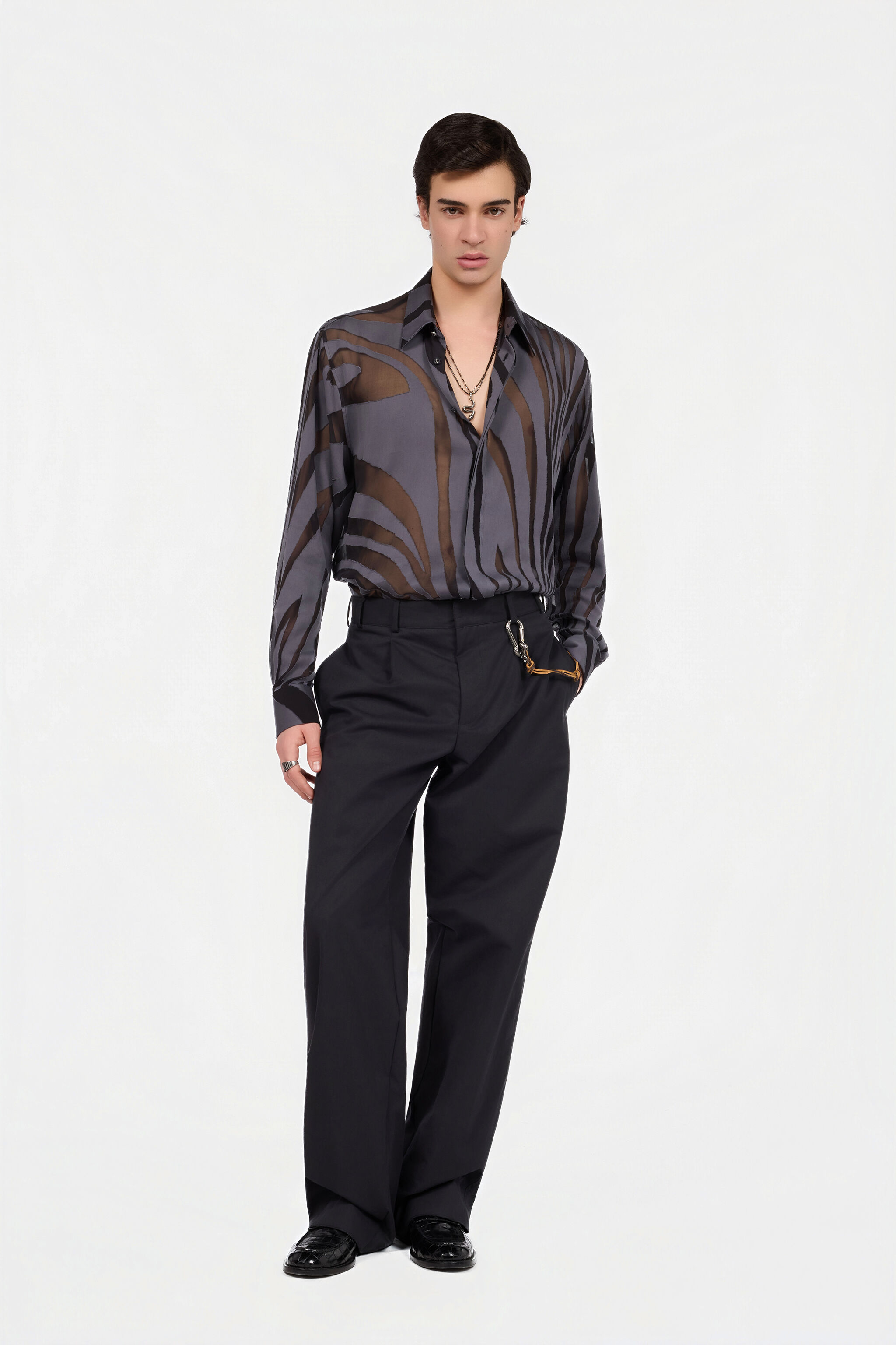 RC Camicia Con Stampa Ray Devorè RC Camicia Con Stampa Ray Devorè BLACK XNT712-CHT26