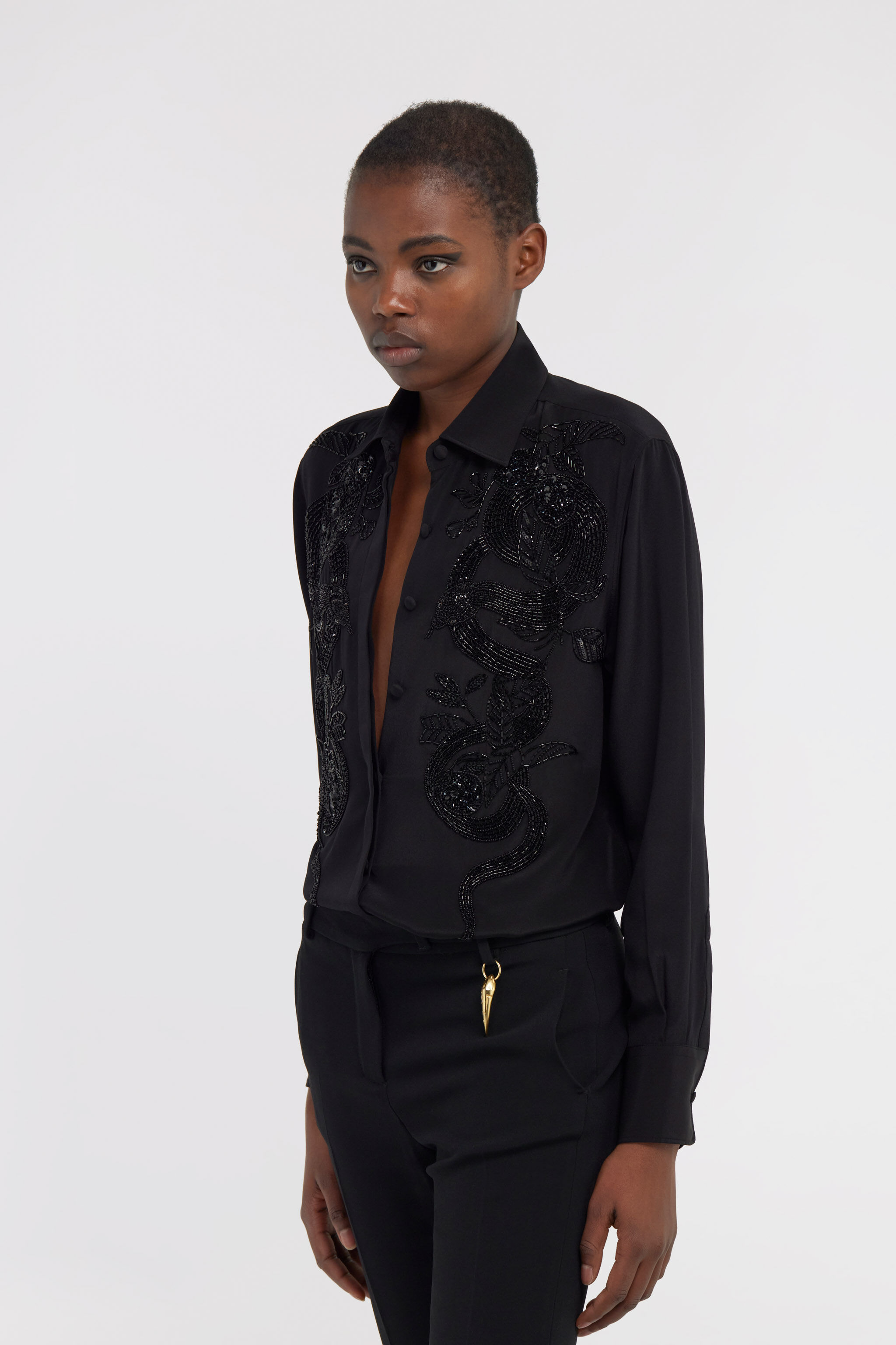 RC Shirt with lace Black SKR785-SY001