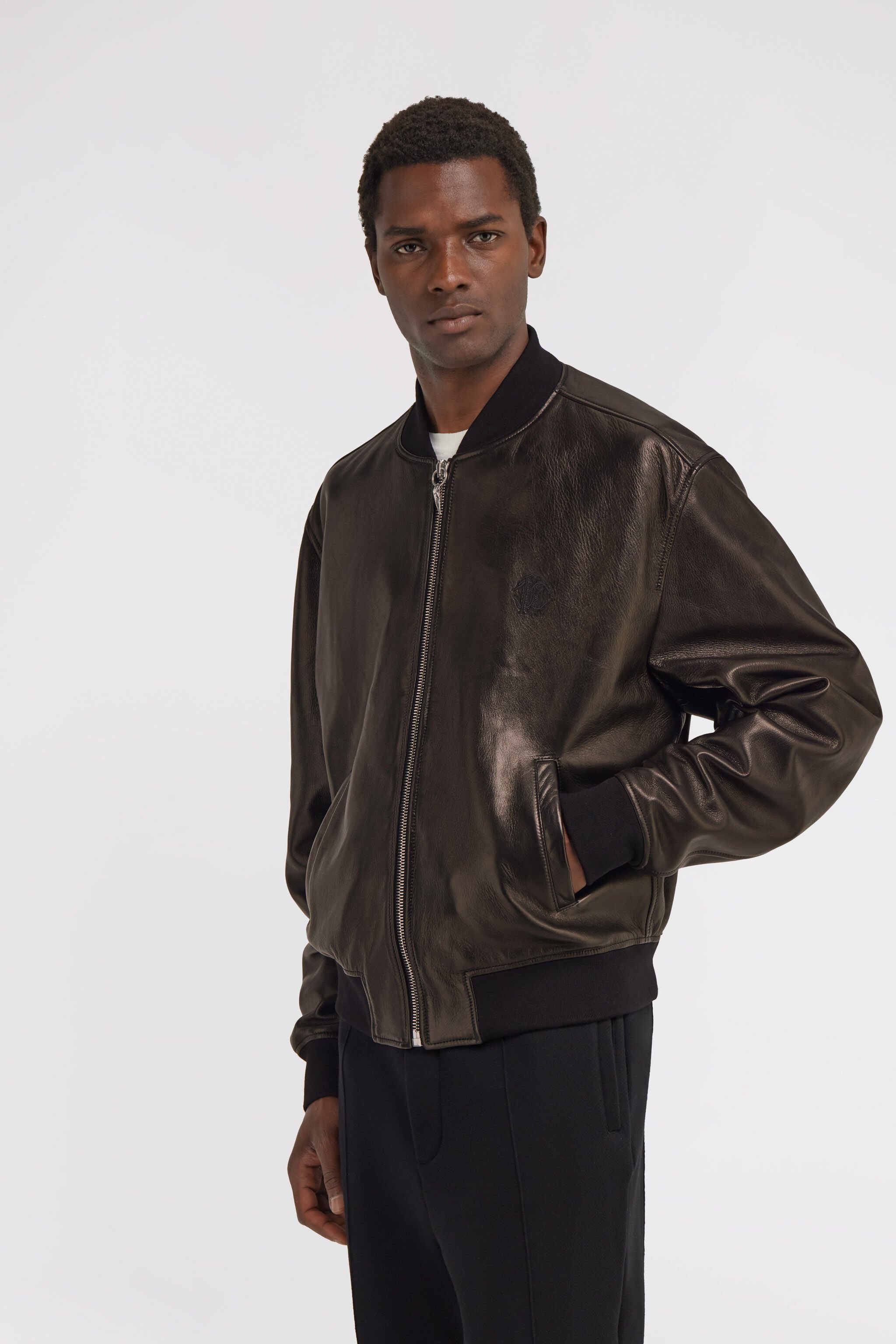 RC Giacca bomber in pelle Nero SRP401-PFF15