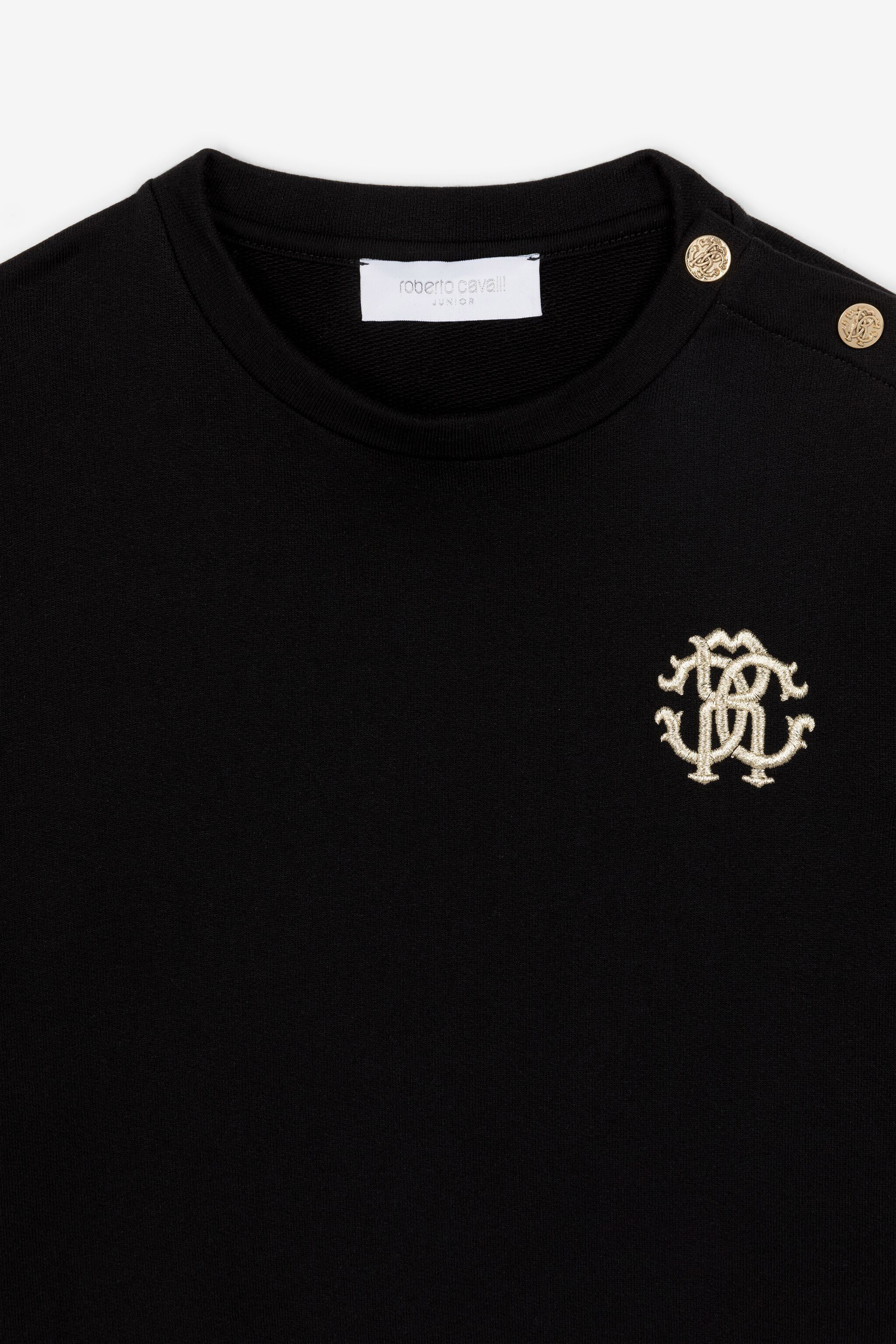 JU RC Monogram-Embroidered Cotton Sweatshirt Black RJT935-CF050