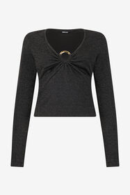 ${brand} Pull noir avec paillettes et anneau ${colorDescription} ${masterID}