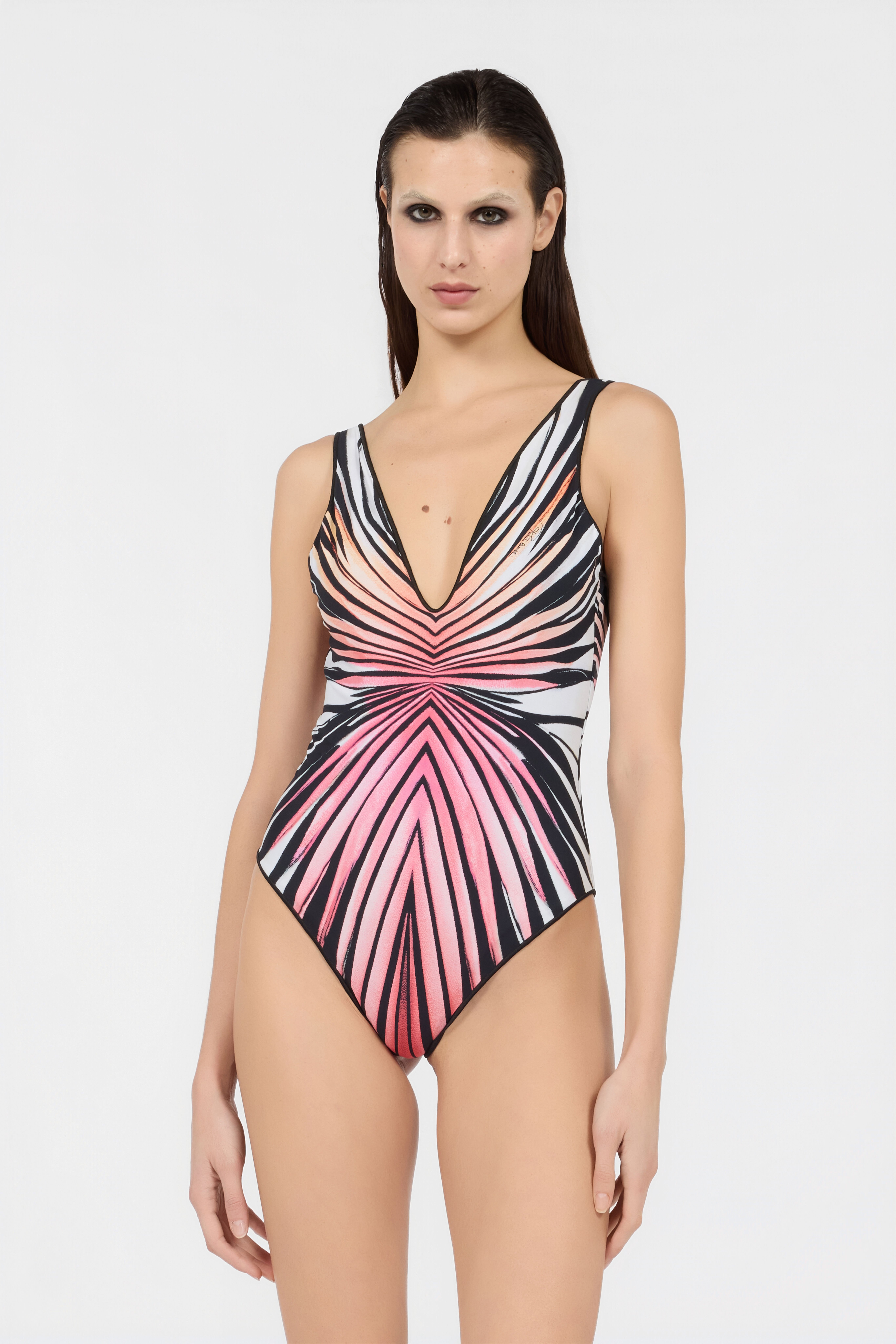 Ray Of Paradise Print Swimsuit in CORAL for Women | Roberto Cavalli®