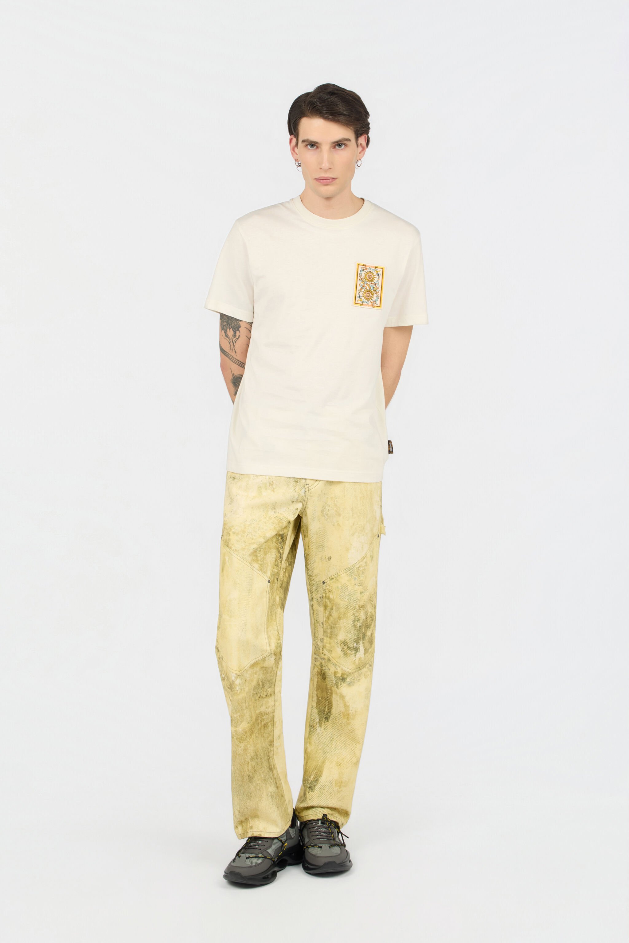JC Ivory T-Shirt With Embroidered Persian Tarot Detail OFF WHITE WFT092-WF122