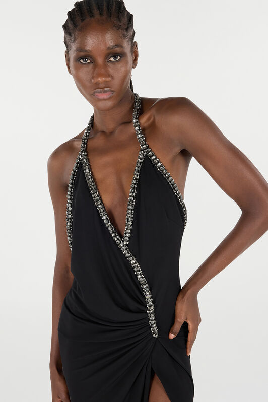 RC Long Dress with Rhinestones RC Long Dress with Rhinestones Black VQR103-JE034