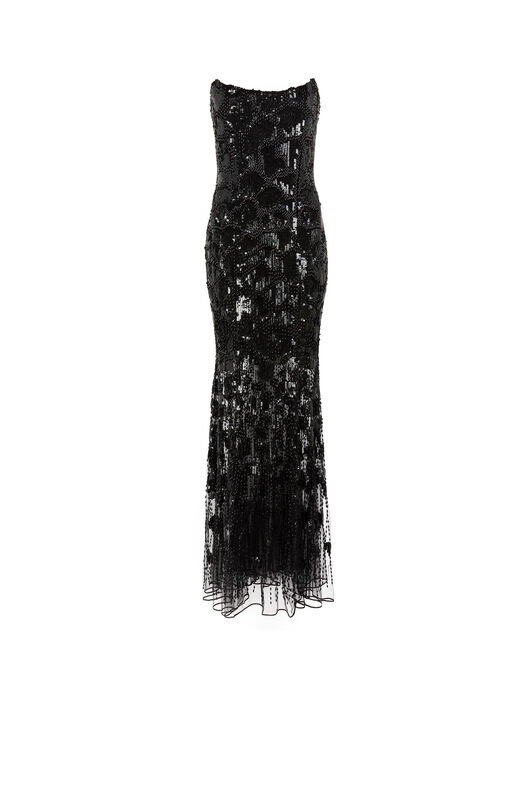 RC Bead-Embellished Giraffe Maxi Dress Black KQR135-RT020