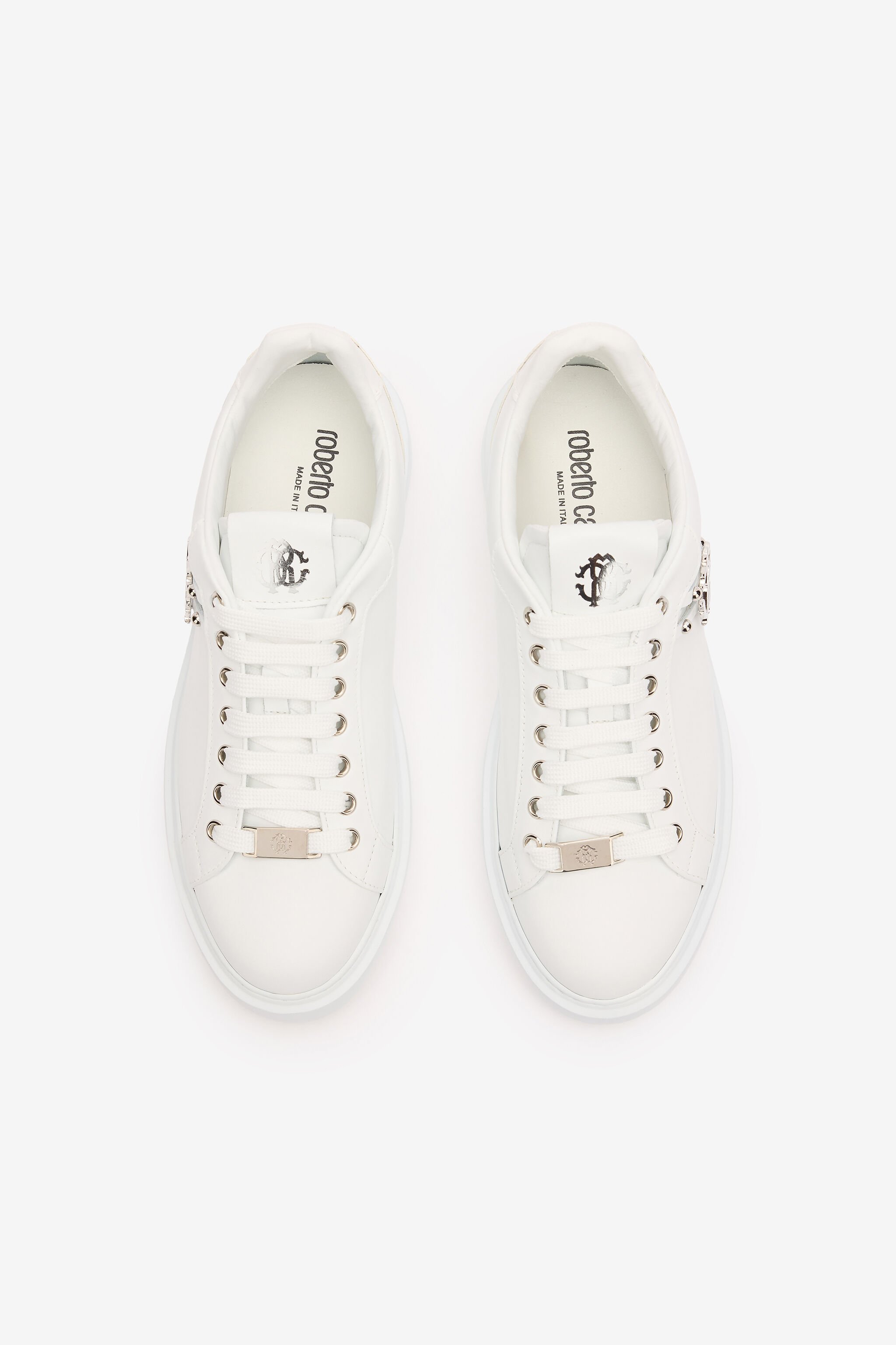 RC Leather Sneakers with Golden Details Weiß POS01E-PZ085