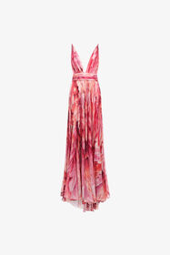 ${brand} Long dress Plumage print ${colorDescription} ${masterID}