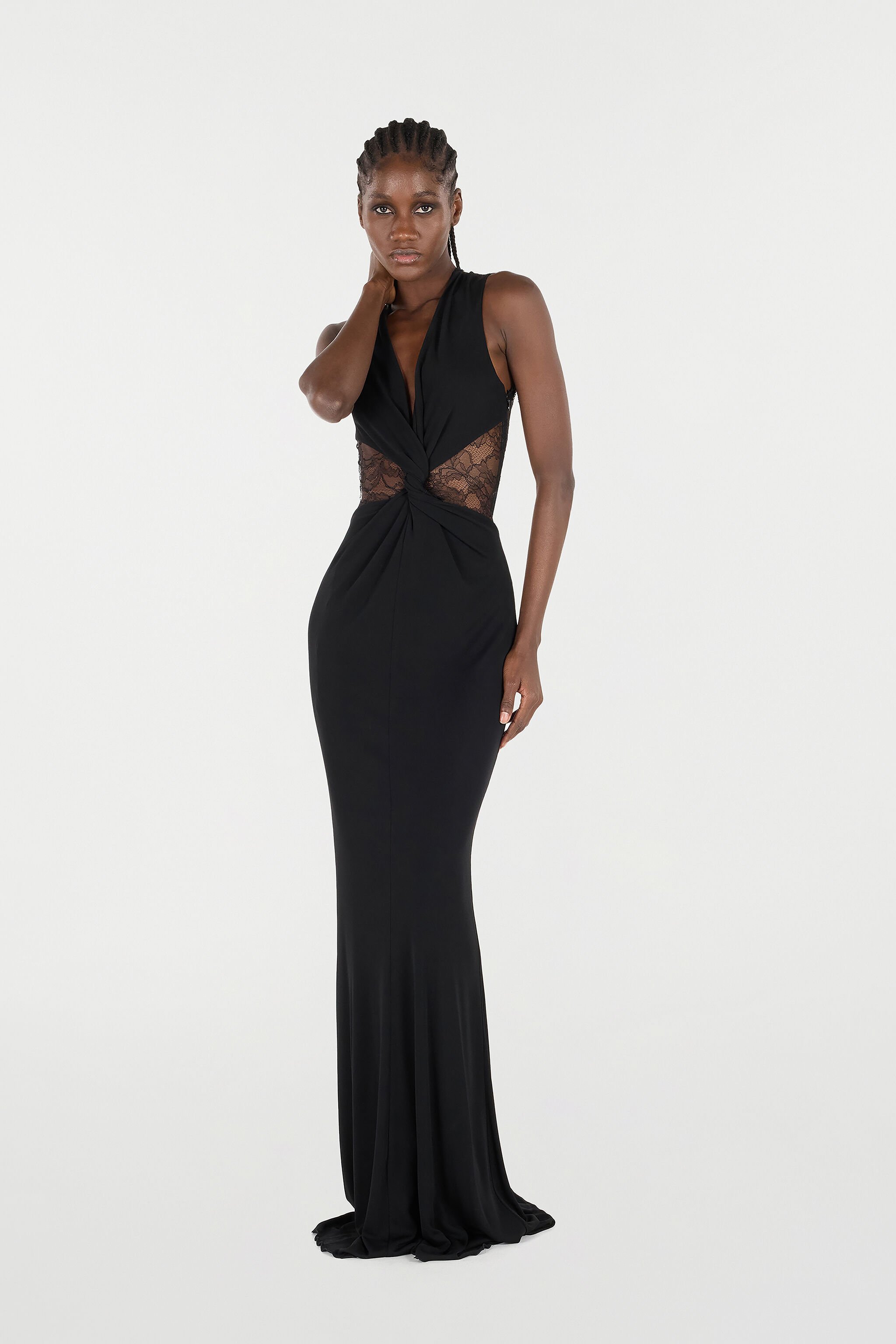 RC Extra Long Dress with Lace Black VKT138-JE034