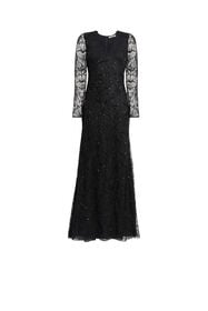 ${brand} Black layered lace gown ${colorDescription} ${masterID}