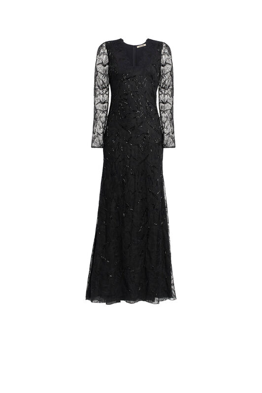 RC Schwarze Robe mit Spitzenlage Schwarz HQR192-RP061