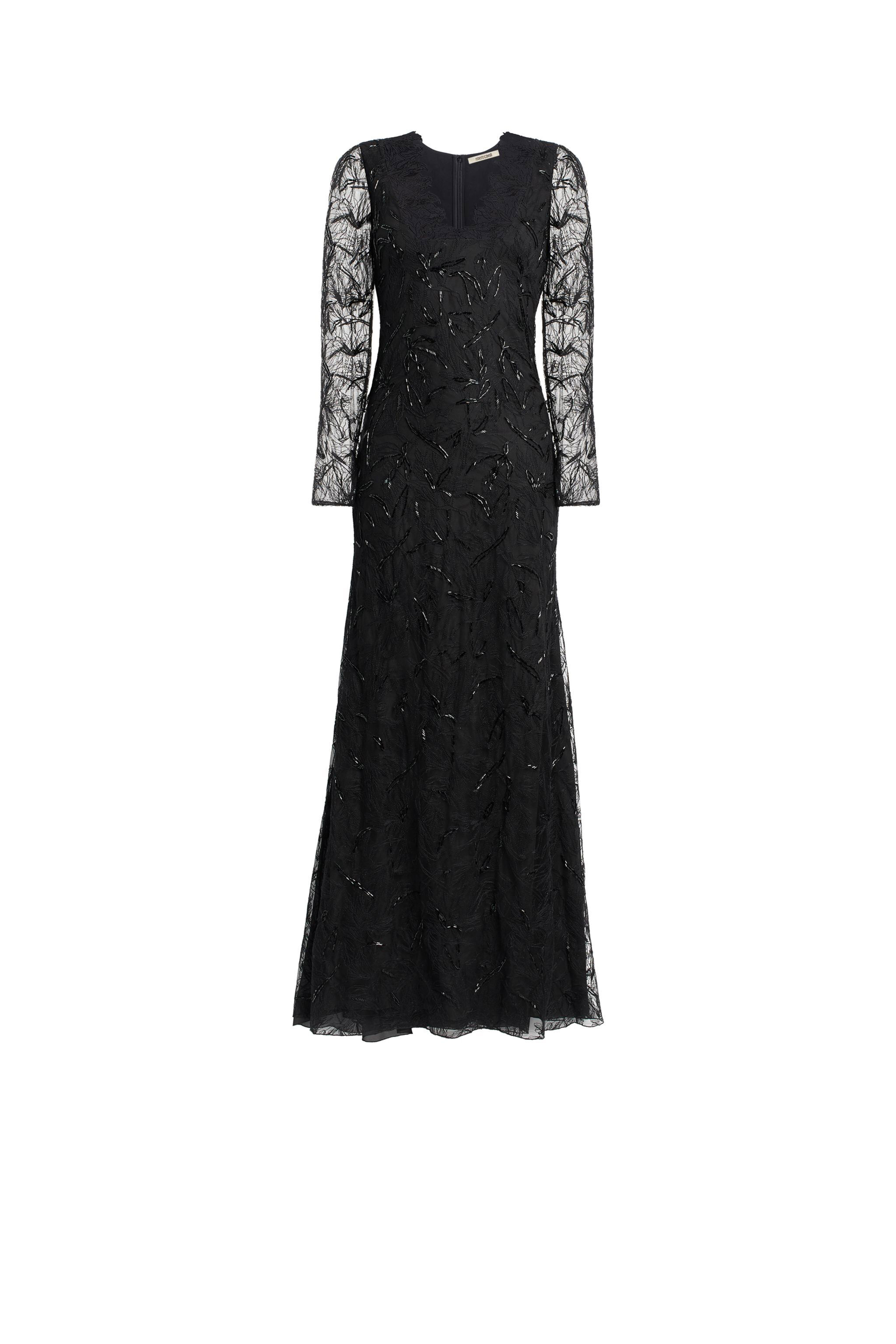RC Schwarze Robe mit Spitzenlage Schwarz HQR192-RP061