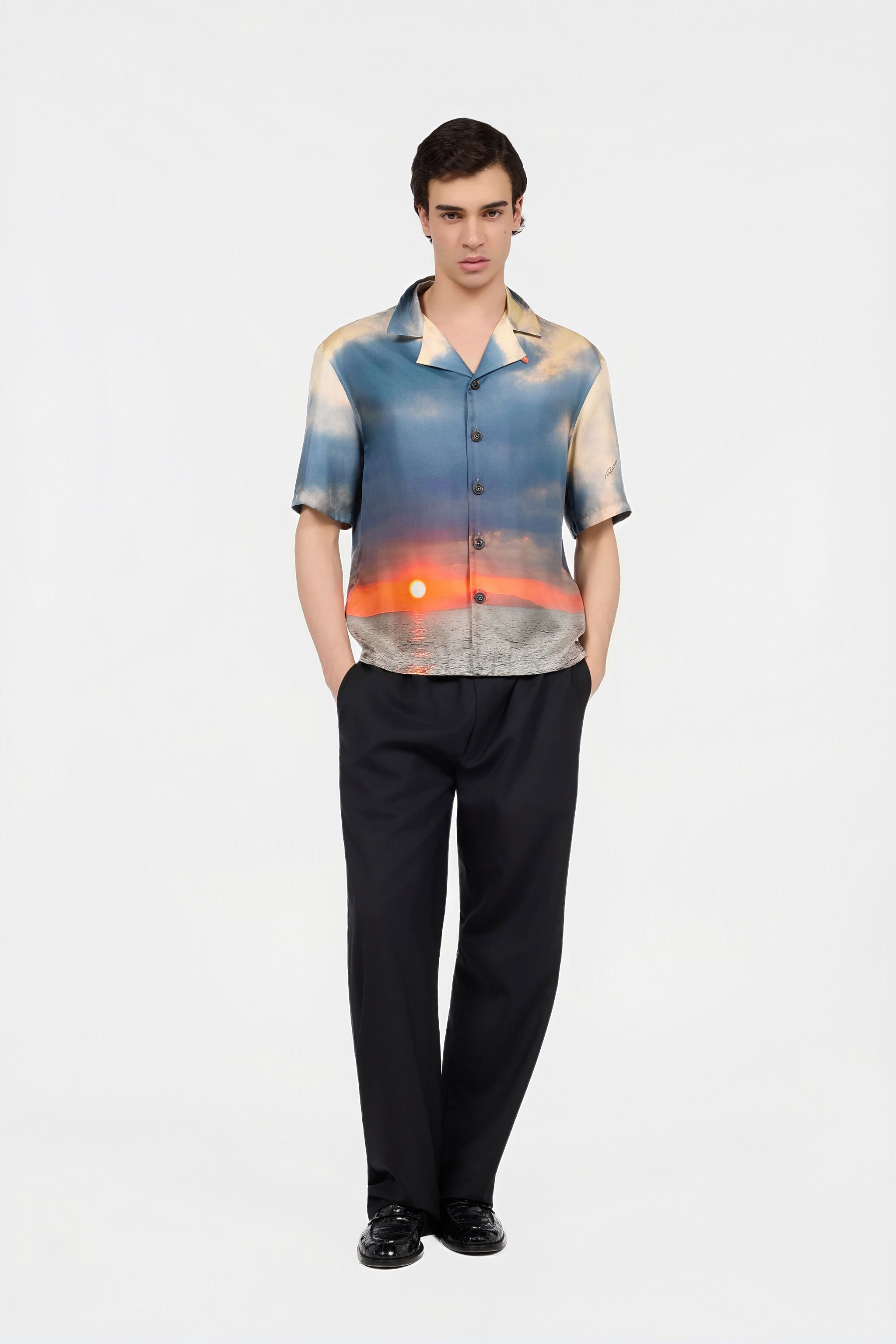 RC Camicia In Seta Stampa Sunset BLUE UMT762-4QP85