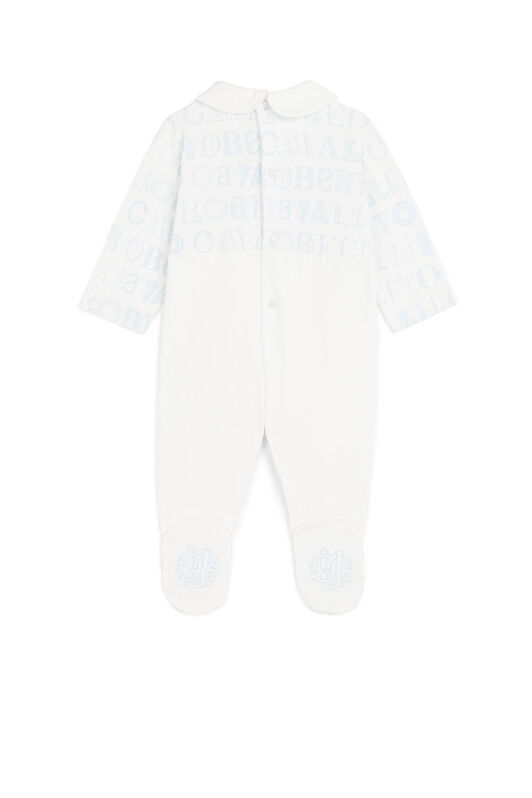 JU Logo-Print Babygrow Set MILKY WHITE/BABY BLU MJT80A-JMA93