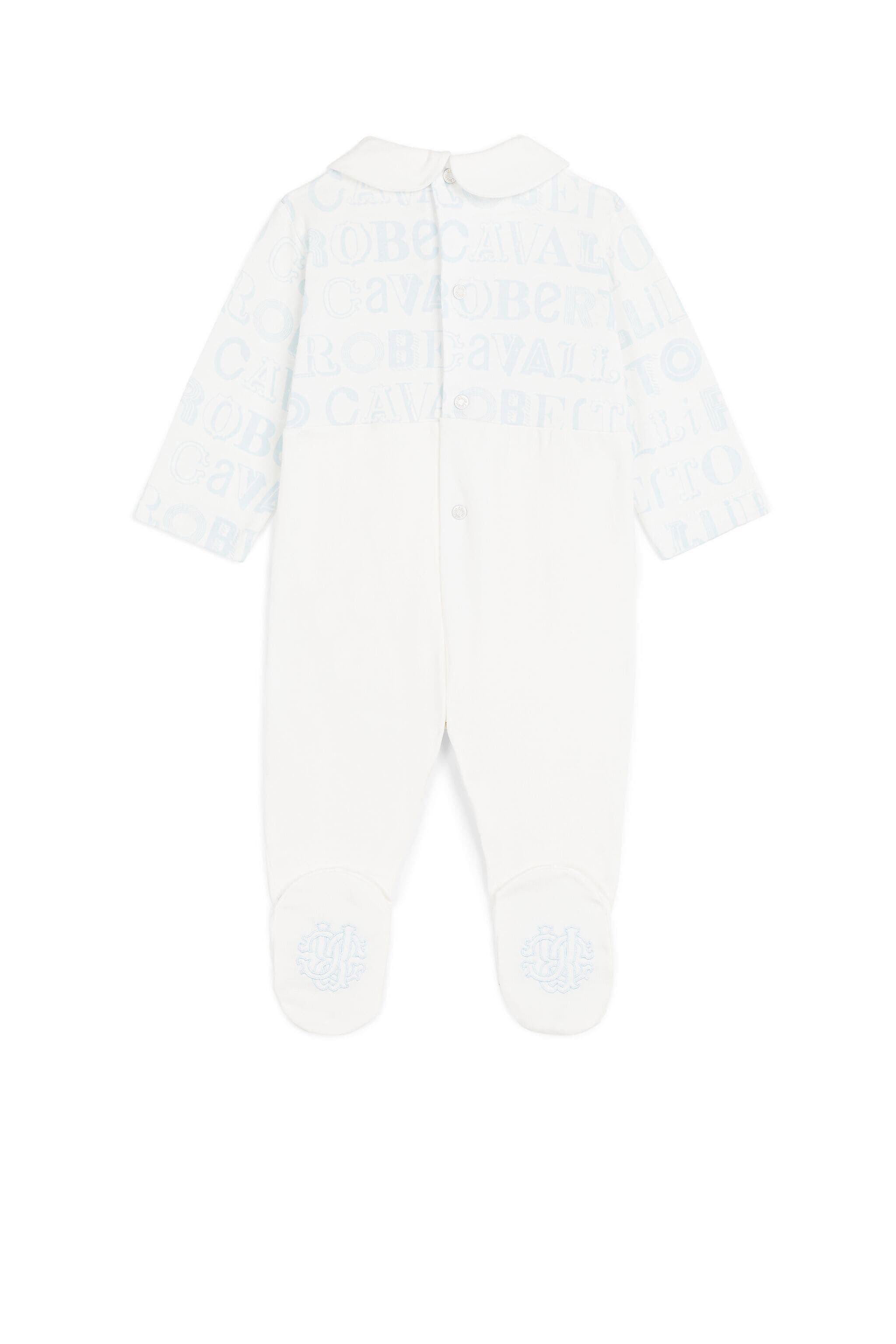 JU Logo-Print Babygrow Set MILKY WHITE/BABY BLU MJT80A-JMA93