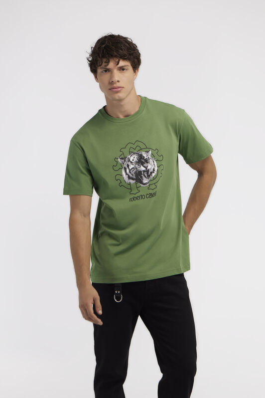 RC T-shirt with Jaguar logo and print Green NOT60Q-JD060