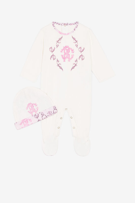 JU Monogram-pattern cotton babygrow set JU Monogram-pattern cotton babygrow set Pink RJT853-JD001