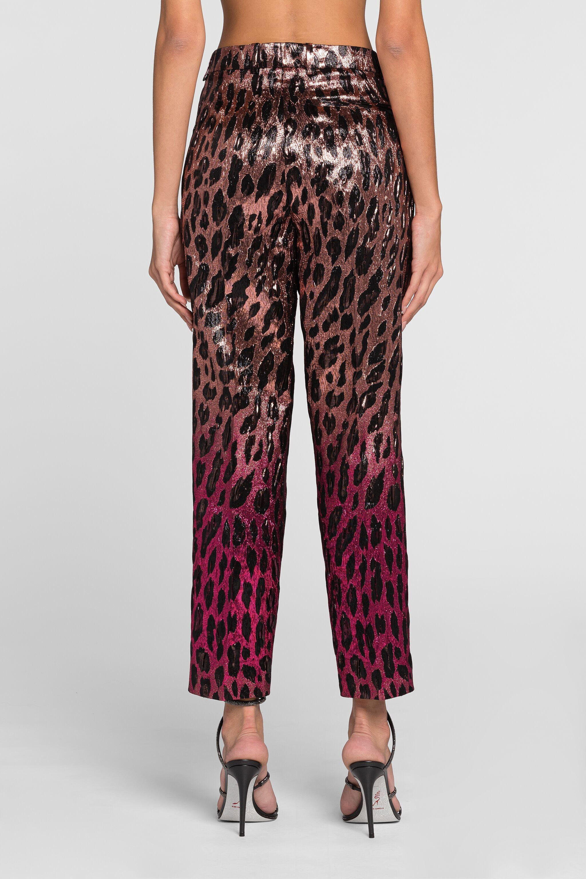 RC Animal-print lamé cropped trousers PINK/FUXIA QKT206-FY069