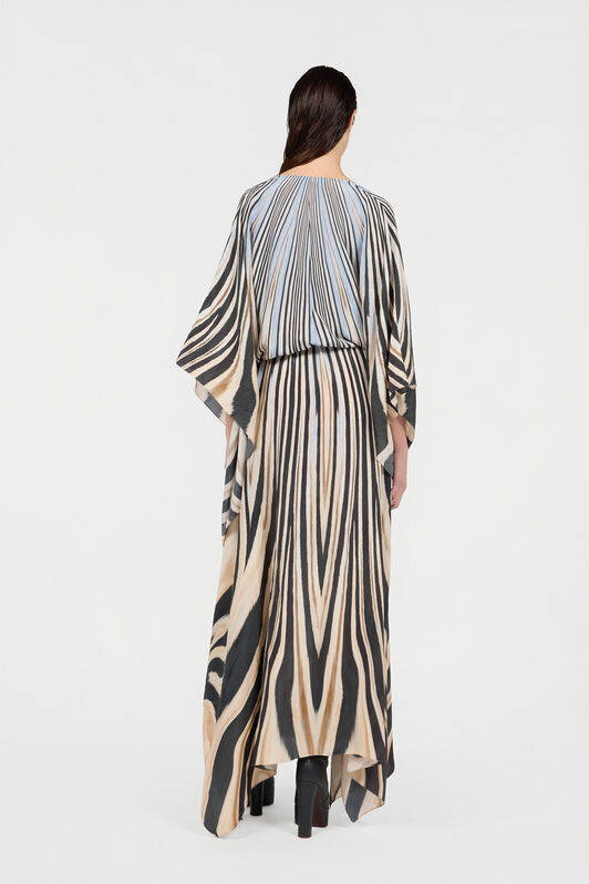 RC Robe Caftan En Soie Imprimé Zebra NATURAL/BLACK XQT179-SQT26