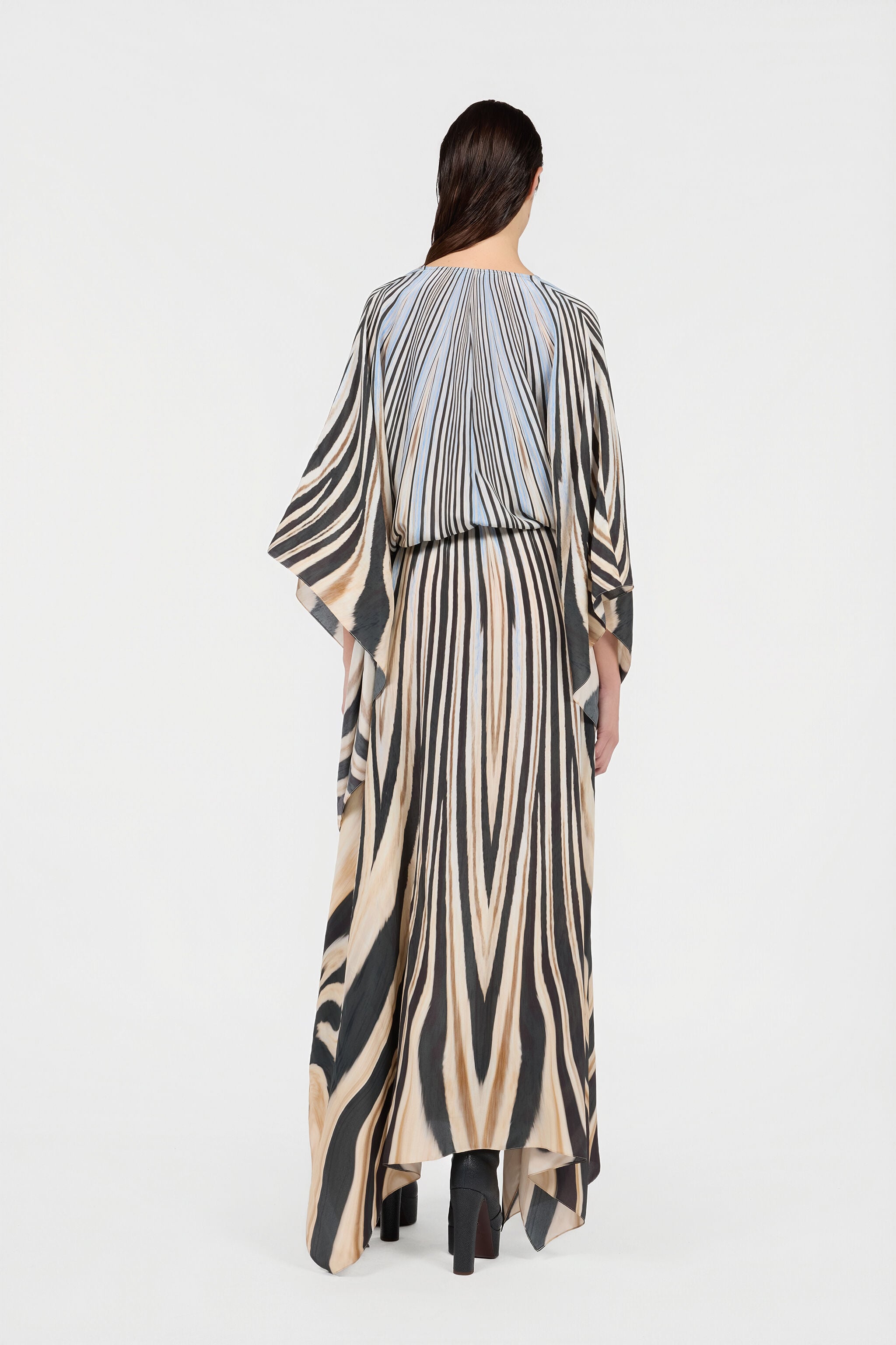 RC Robe Caftan En Soie Imprimé Zebra NATURAL/BLACK XQT179-SQT26