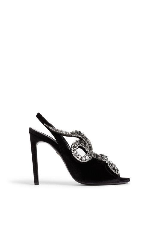 RC Beaded-snake slingback sandals BLACK/CRYSTAL LQS875-VL005