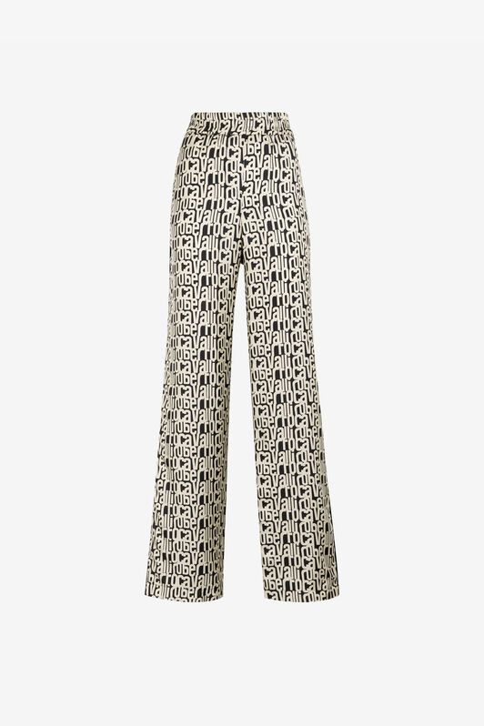 RC Logo-Print Silk Trousers Black/White RKT210-4QH82