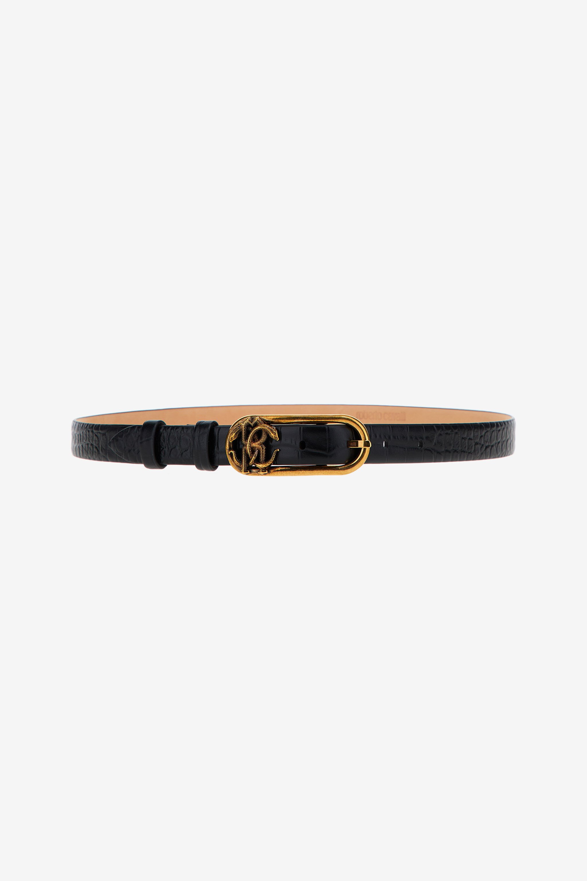 RC Leather belt with Monogram Mirror Snake Black SKC005-PZ975
