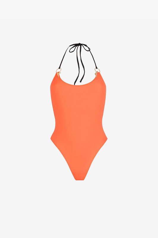 RC Halterneck tie-fastening swimsuit Orange QKW00E-LL002