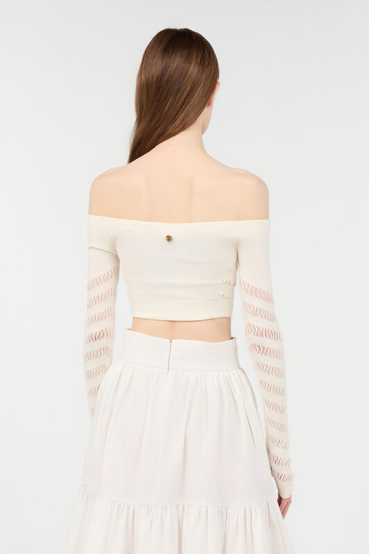 RC Crop Top Spalle Scoperte Avorio UKT631-MA001